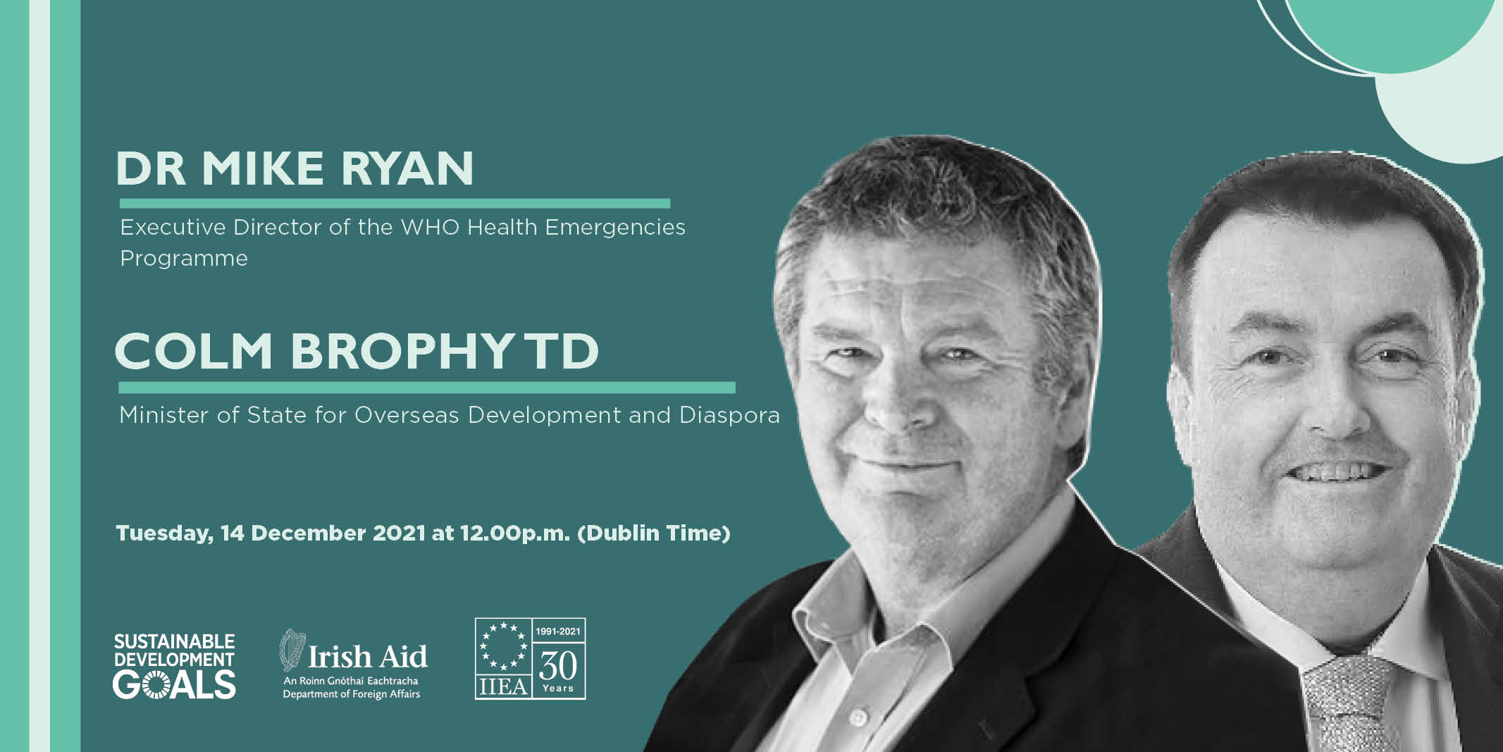  Dr Mike Ryan will join Minister Colm Brophy to consider global health preparedness and response for the future